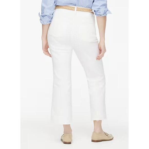 J.crew Factory Curvy Mid-Rise Flare Crop Jean in Signature Stretch WMNS 24 White - Picture 2 of 10